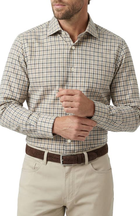 Gingham Cotton Twill Button-Up Shirt