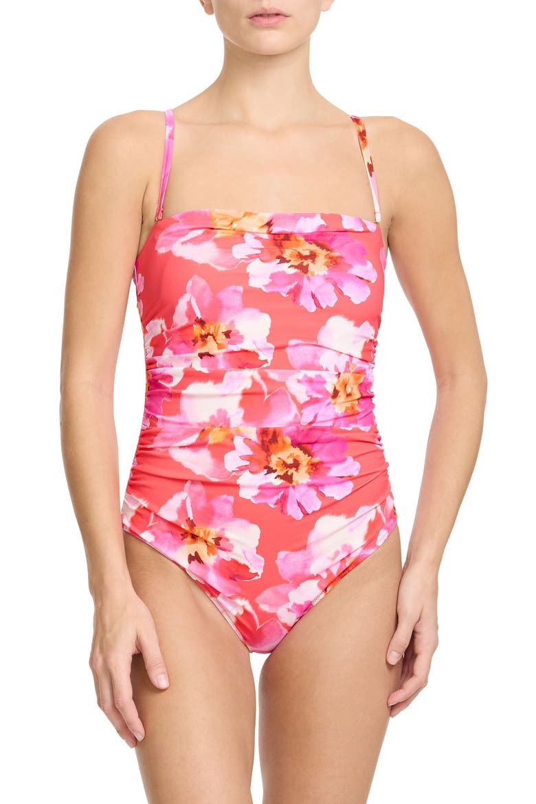 Strapless Bandeau One-Piece Swimsuit, Alternate, color, OUT OF OFFICE PINK