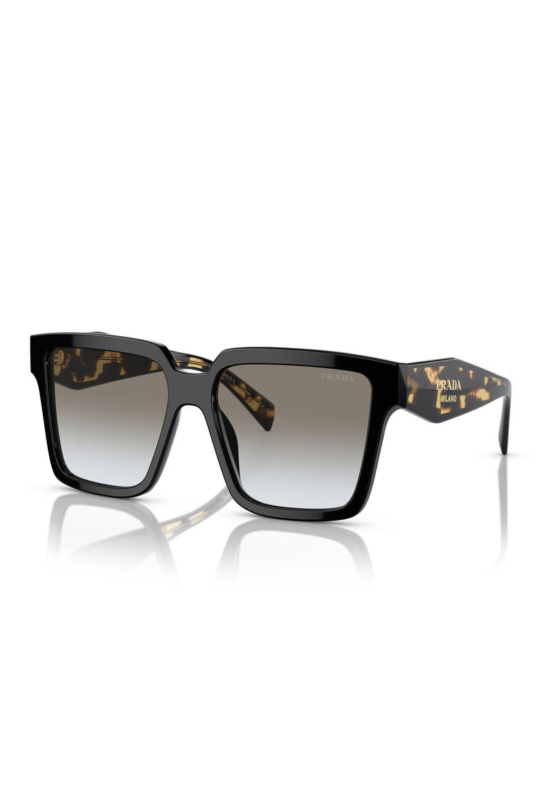 57mm Square Sunglasses, Alternate, color, BLACK