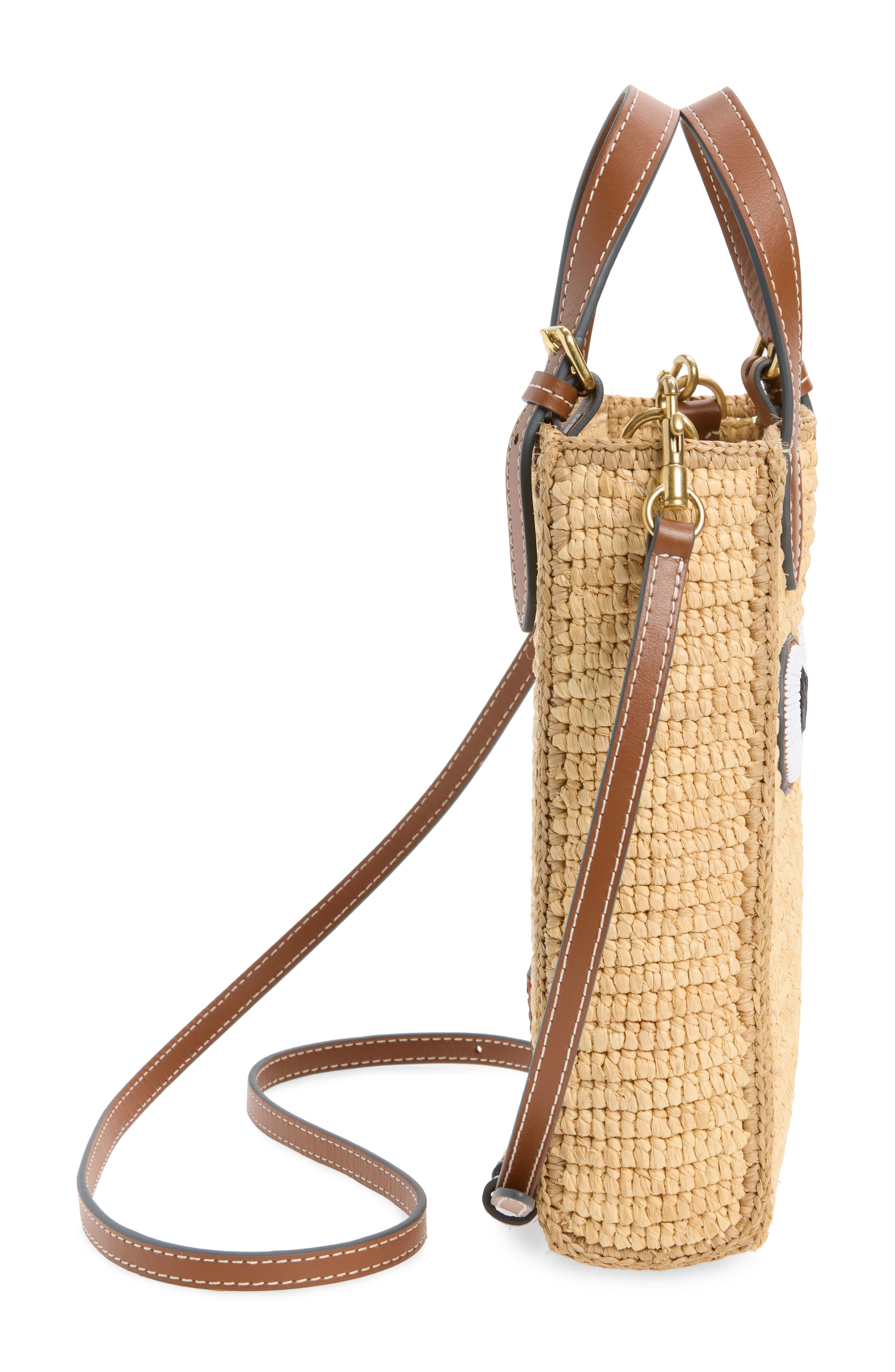 Mini Raffia Eyes Crossbody Tote, Alternate, color, NATURAL