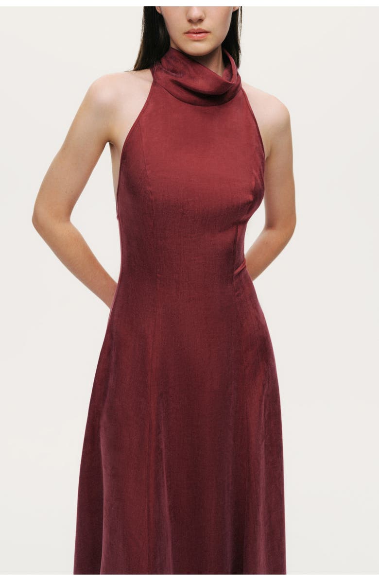 Nocturne Backless Tie-Back Halter Dress, Alternate, color, Burgundy