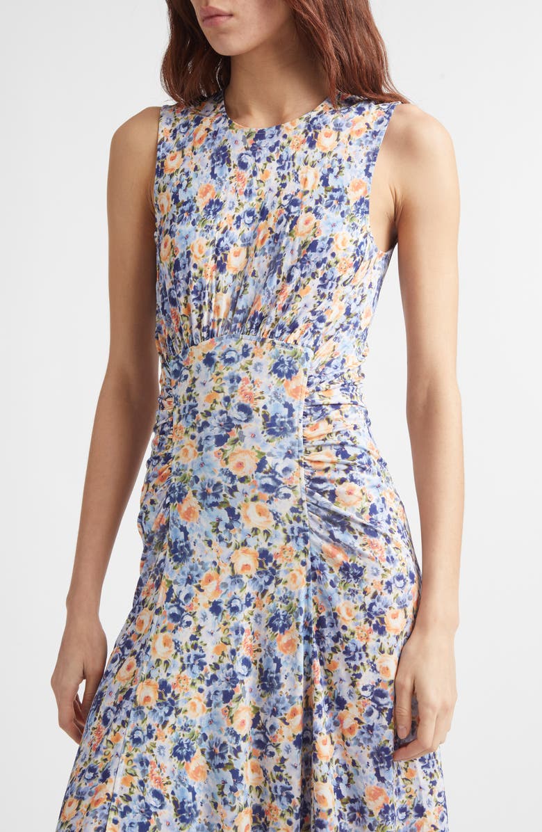 Ulla Johnson Lana Floral Print Ruched Sleeveless Maxi Dress, Alternate, color, Orchid