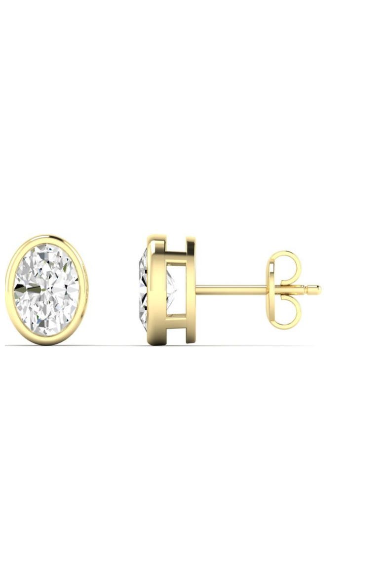 Oval Bezel Lab Diamond Studs in 14K Gold, Alternate, color, Yellow Gold
