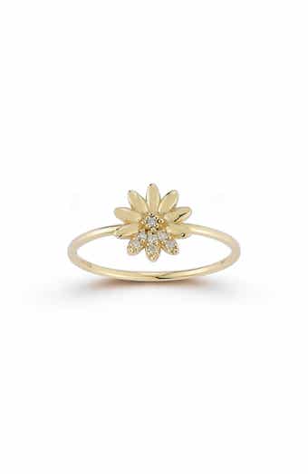 Ember Fine Jewelry 14K Yellow Gold Pavé Diamond Flower Ring
