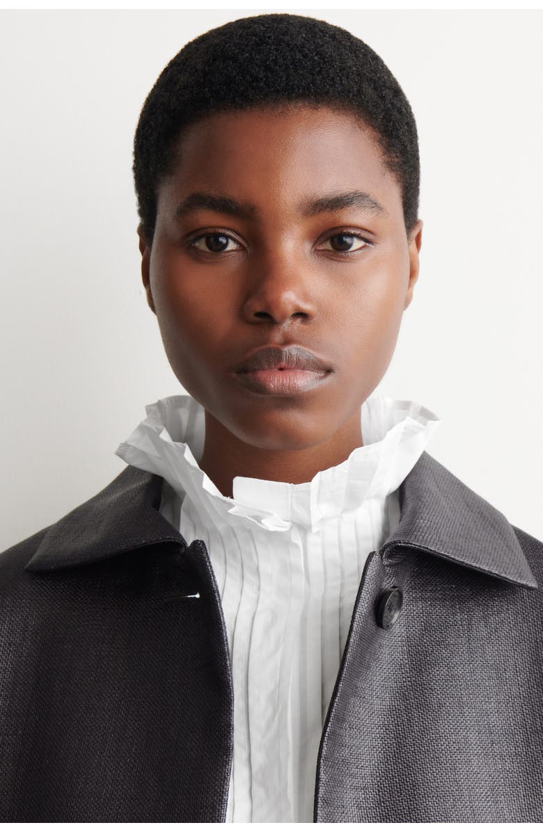 COS Pintucked Cotton Blouse, Alternate, color, White