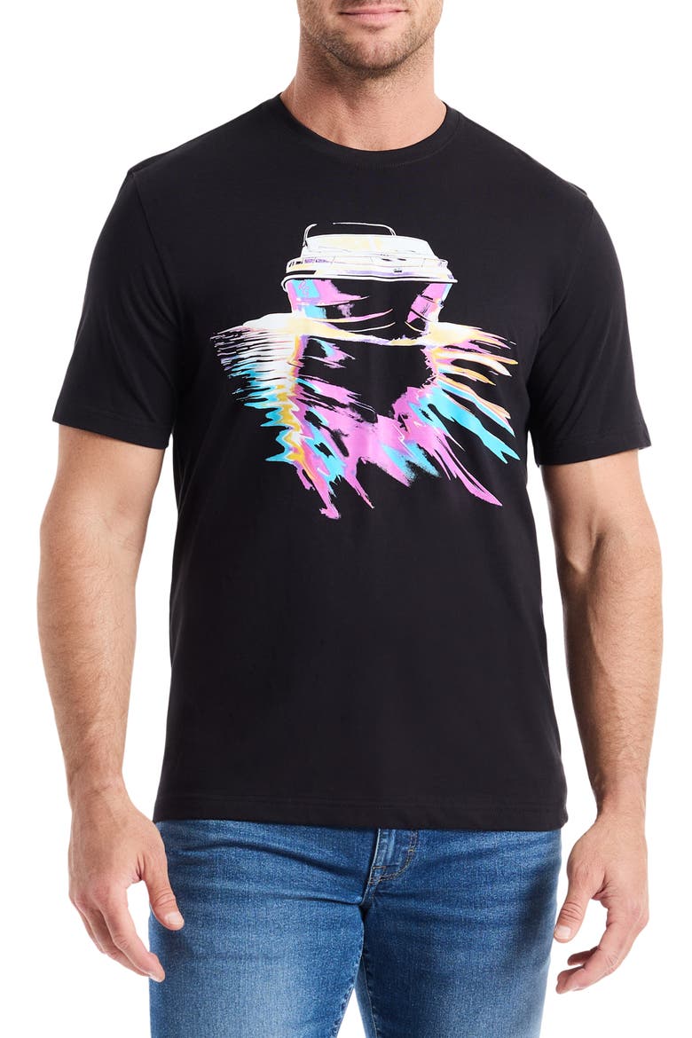 Night Voyage Knit Graphic T-Shirt, Main, color, BLACK
