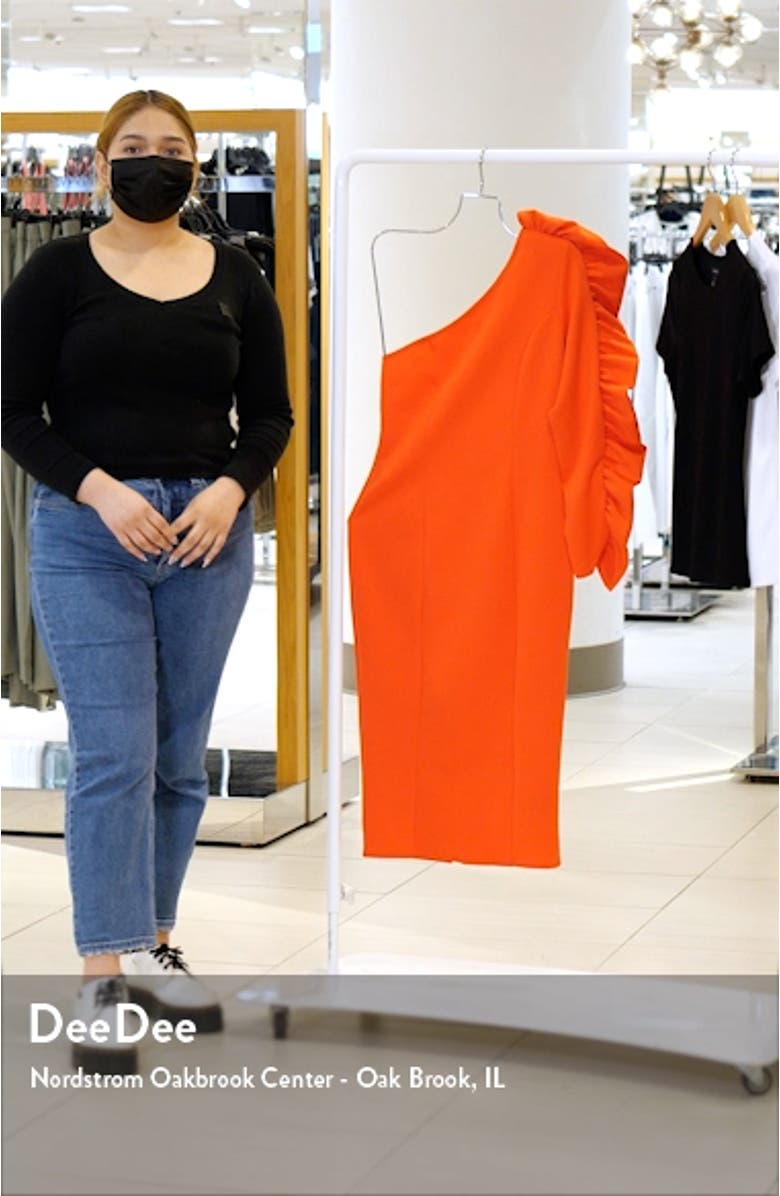One-Shoulder Frill Long Sleeve Cocktail Dress, sales video thumbnail