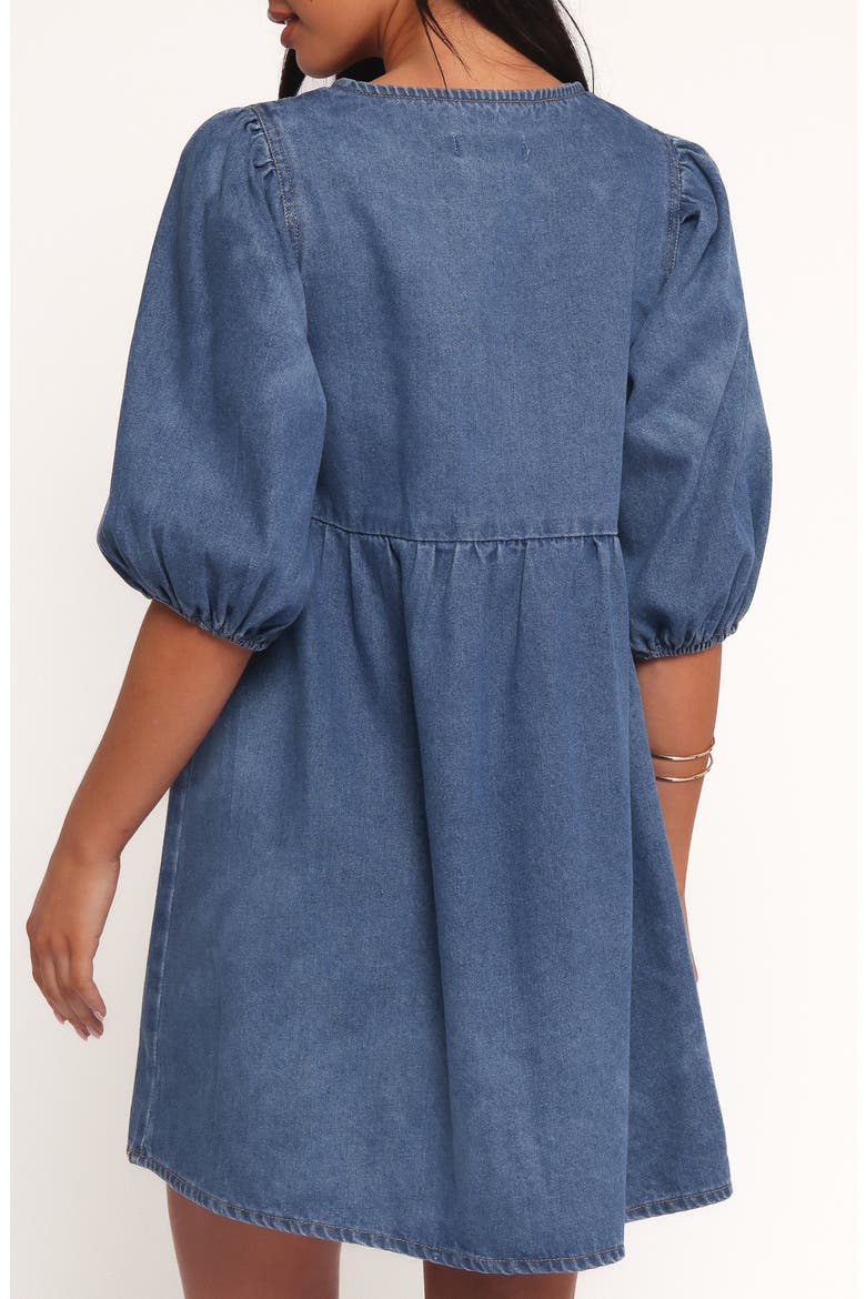 Romana Tie Front Denim Minidress, Alternate, color, DARK DENIM