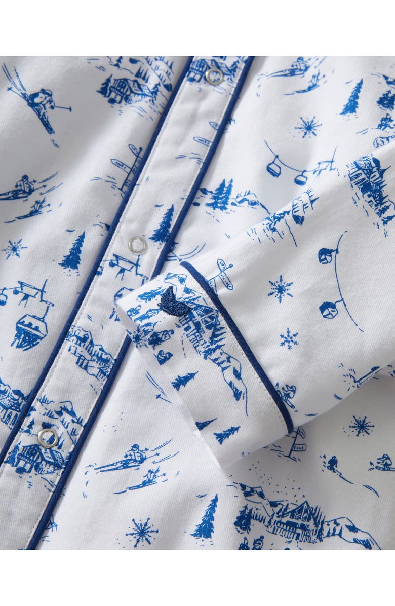 Petite Plume Cambridge One-Piece Brushed Twill Pajamas, Alternate, color, Navy