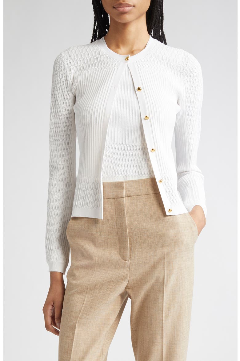 Mixed Stitch Fine Gauge Cardigan, Main, color, IVORY