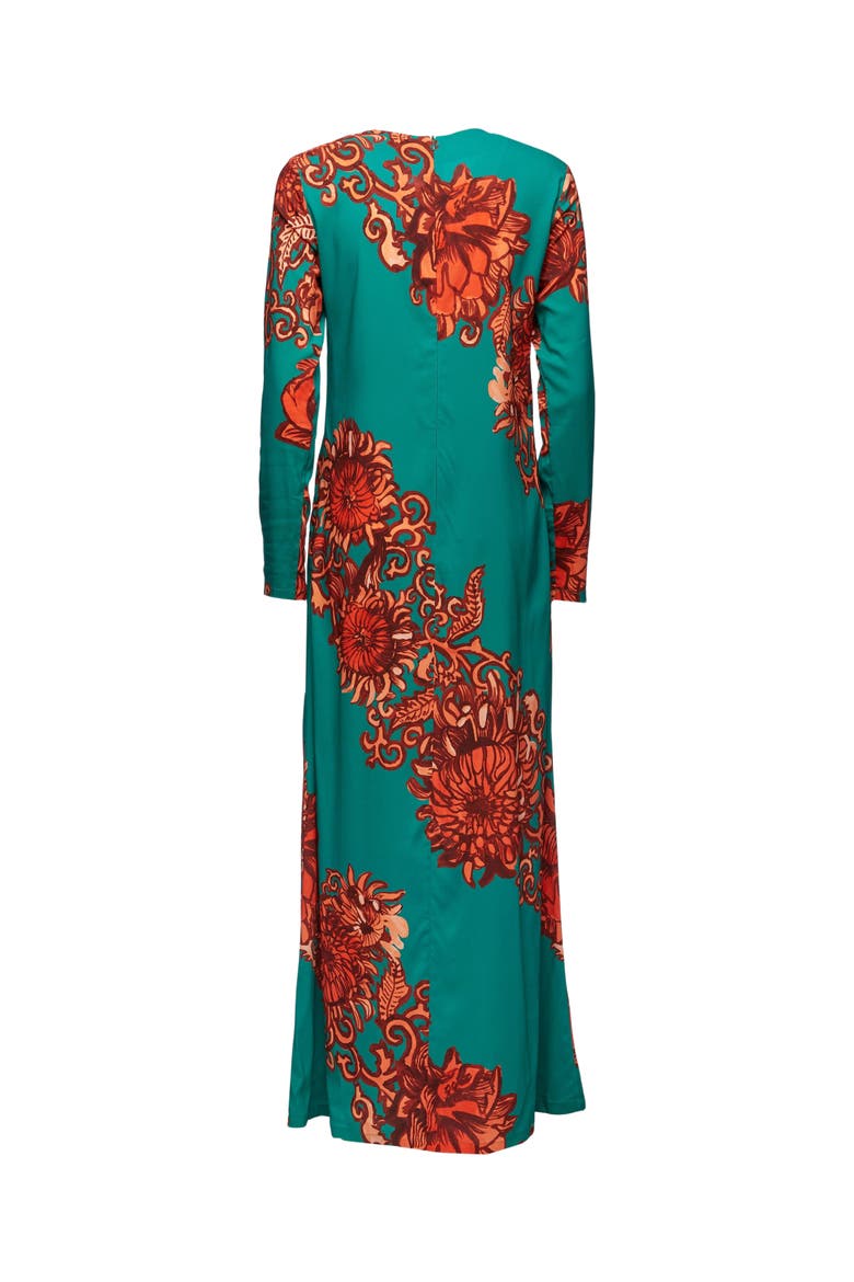Long Sleeve Swing Dress Anemone Ghirlanda Green, Alternate, color, Anemone Ghirlanda Green