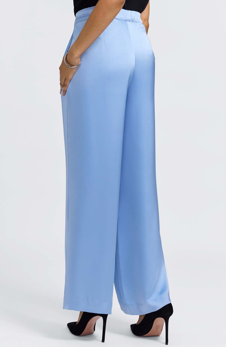 Foxcroft Hostess Satin Pull-On Pants, Alternate, color, Bel Air Blue