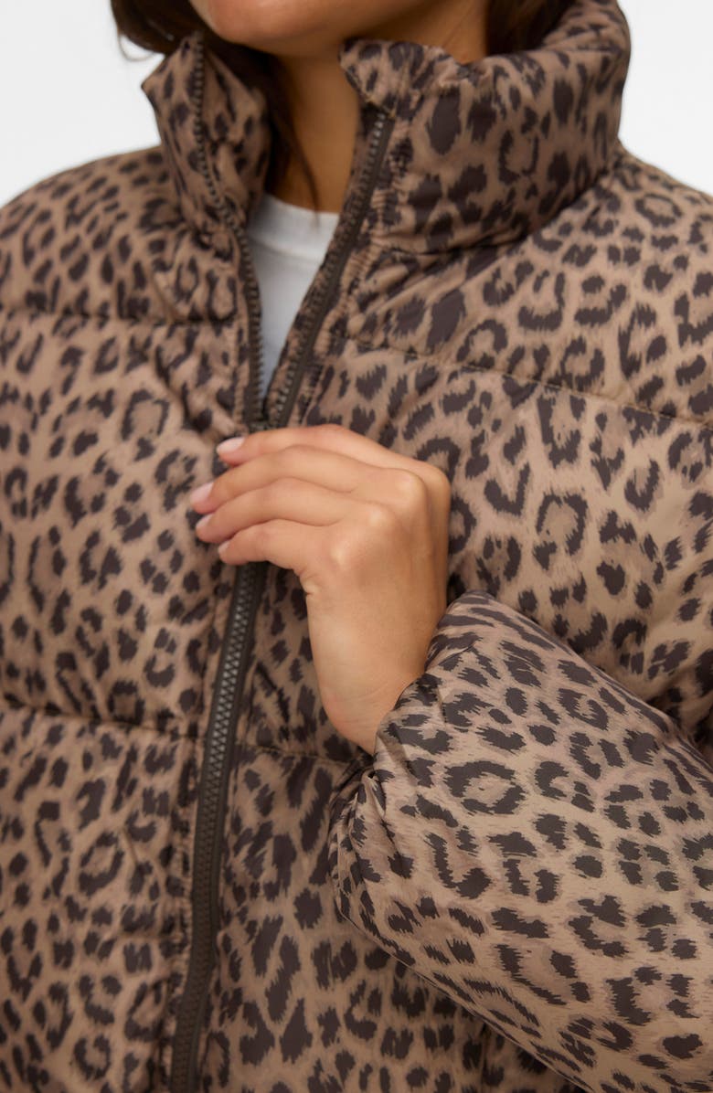 VERO MODA Parda Water Resistant Puffer Jacket, Alternate, color, Silver Mink Aopleopard