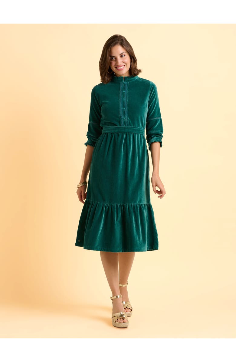 Brakeburn Starry 3/4 Sleeve High Neck Midi Dress, Alternate, color, Turquoise