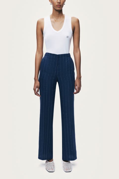 Pinstripe Wide Leg Trousers