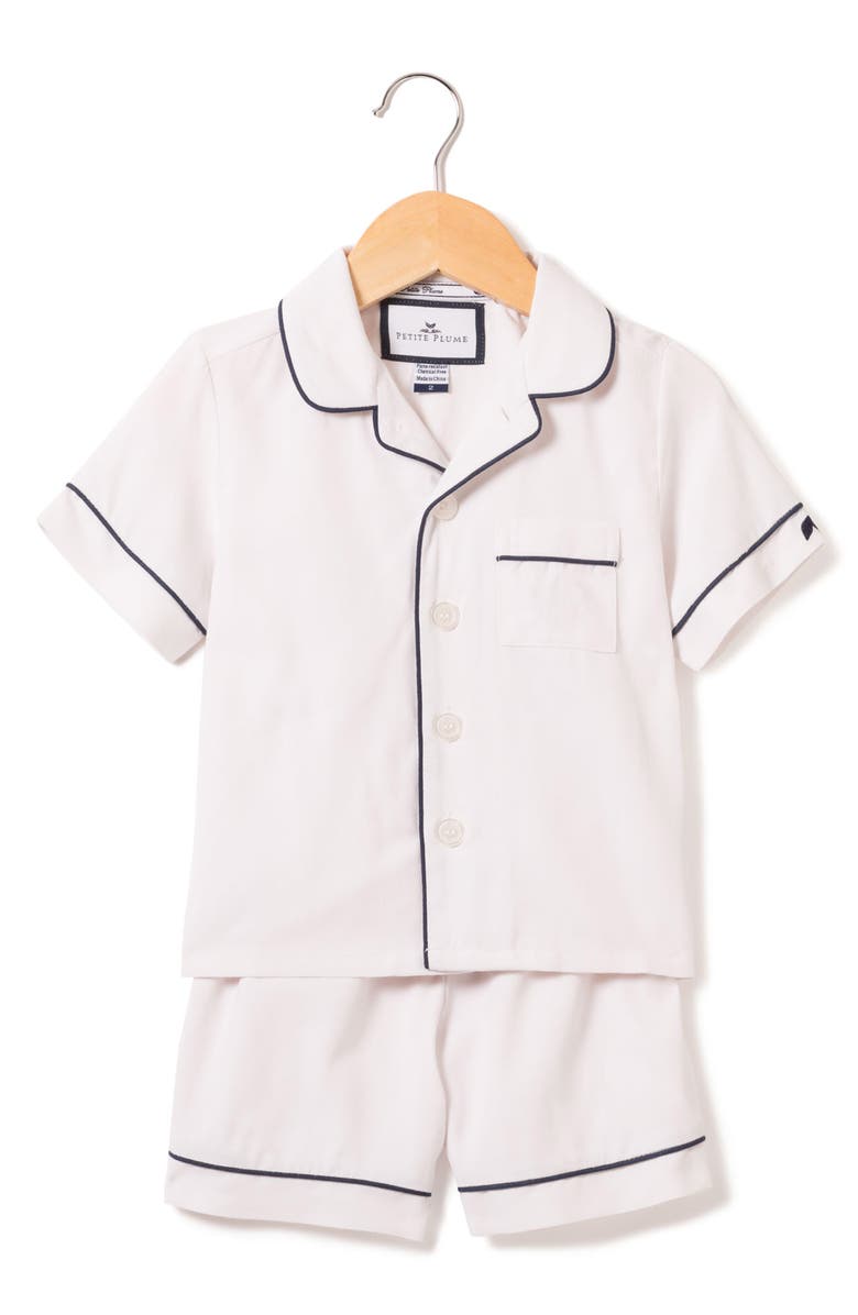 Petite Plume Kids' Short Two-Piece Pajamas, Main, color, White