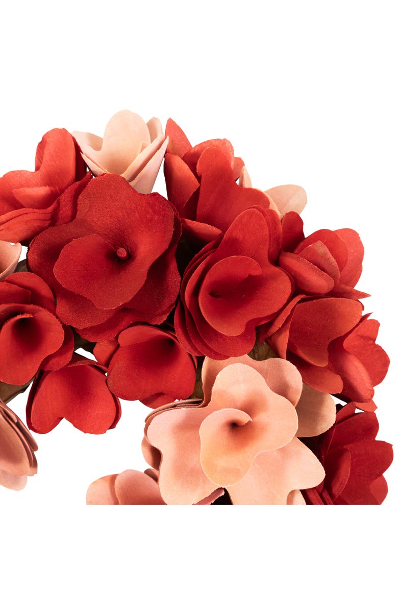 Northlight Wooden Flower Artificial Valentine's Day Wreath - 15" - Red and Pink, Alternate, color, 