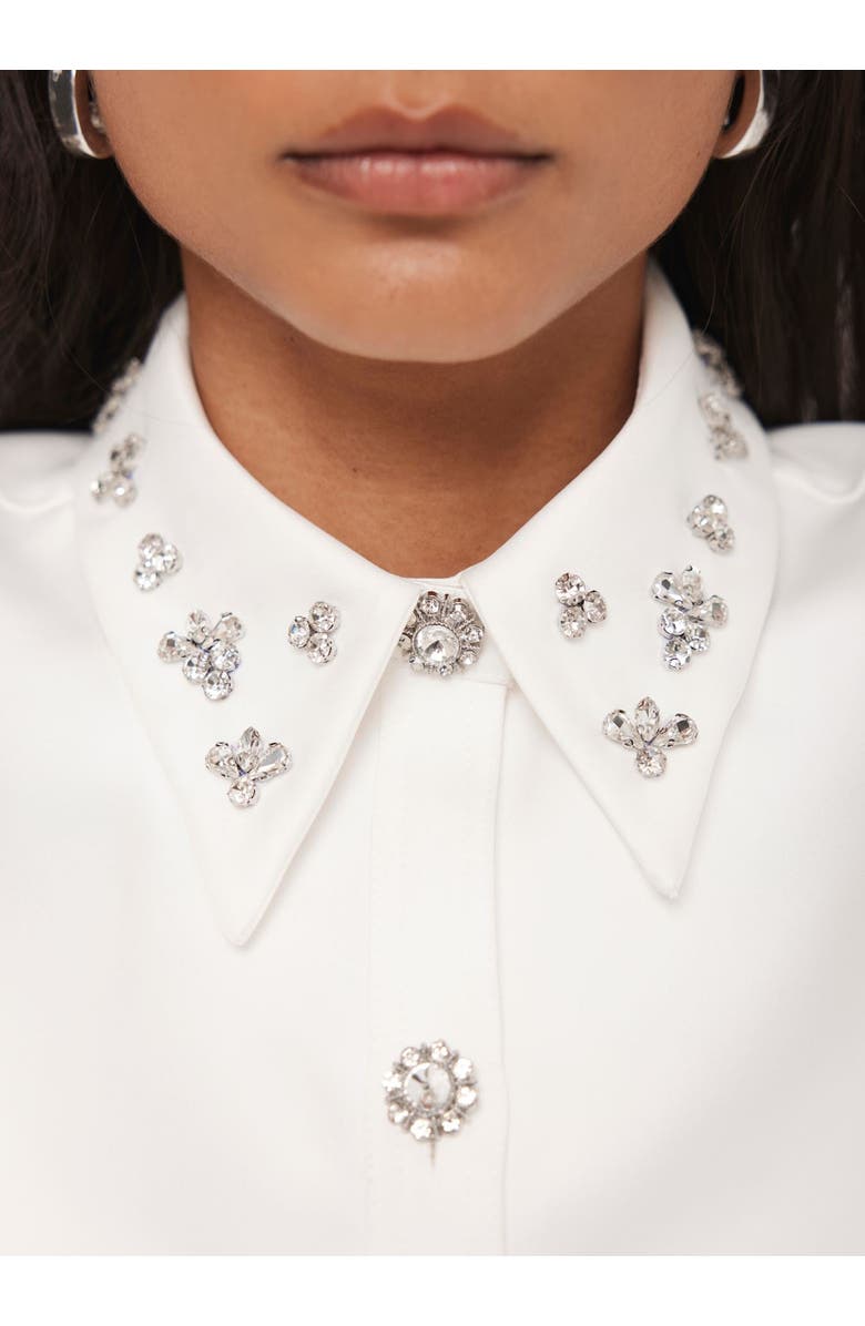 MINT VELVET Embellished Collar Cropped Shirt, Alternate, color, Ivory