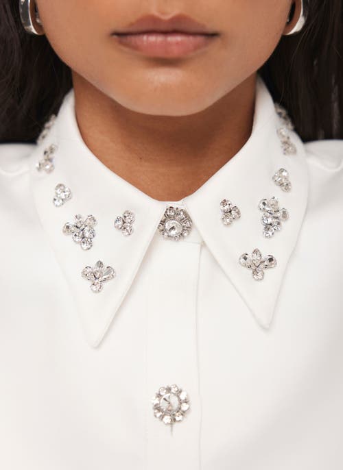 Mint Velvet Embellished Collar Cropped Shirt In White