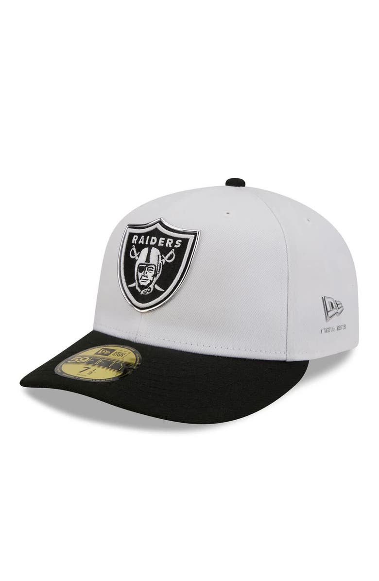 New Era Men's New Era White/Black Las Vegas Raiders 2026 NFL Draft Pre-Curved 59FIFTY Fitted Hat, Main, color, White