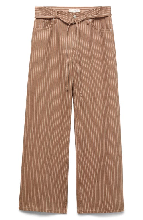 Mango Belted Stripe Wide Leg Jeans
