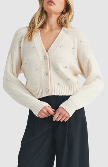 Lush Mesh Combo Sleeve Cardigan In White