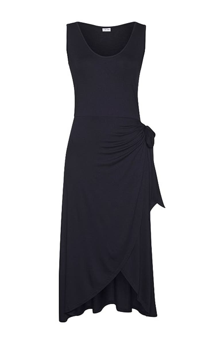 LASCANA Women's Sleeveless Wrap Look Dress, Alternate, color, Navy