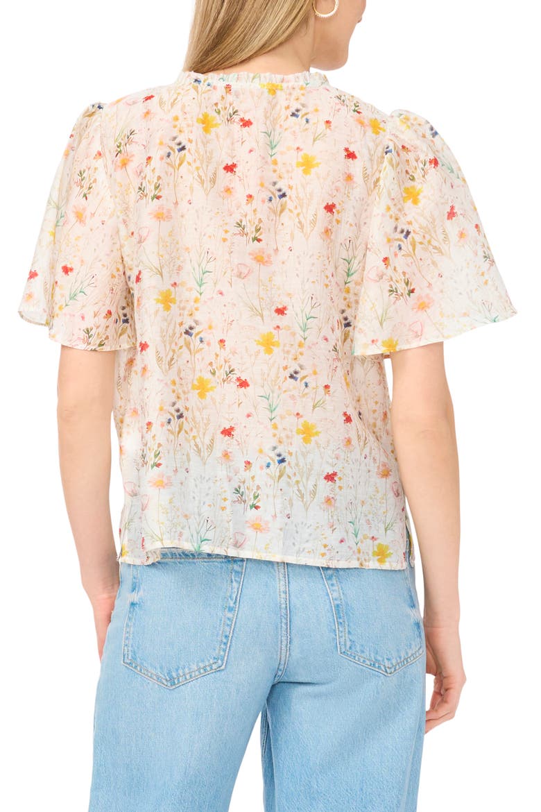 Tie Neck Flutter Sleeve Top, Alternate, color, ULTRA WHITE