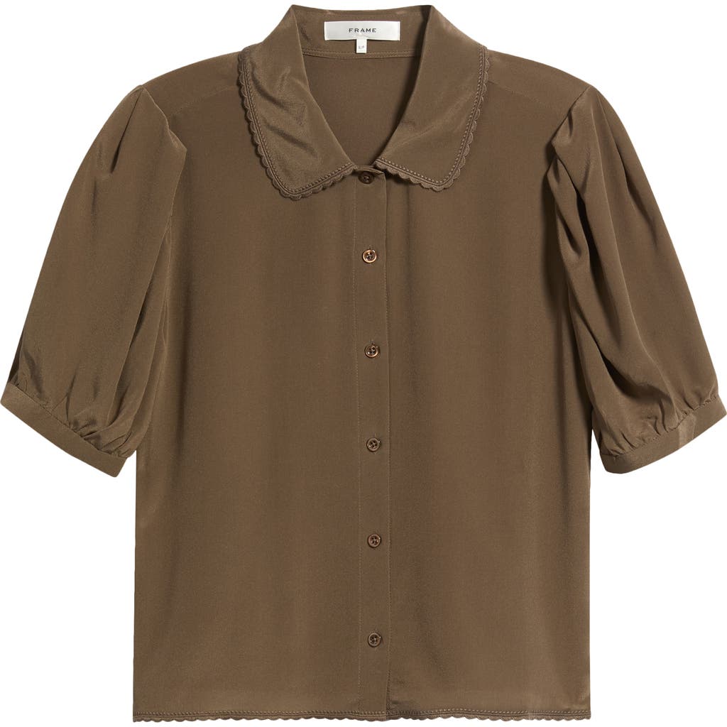Frame The Prim Silk Shirt In Brown