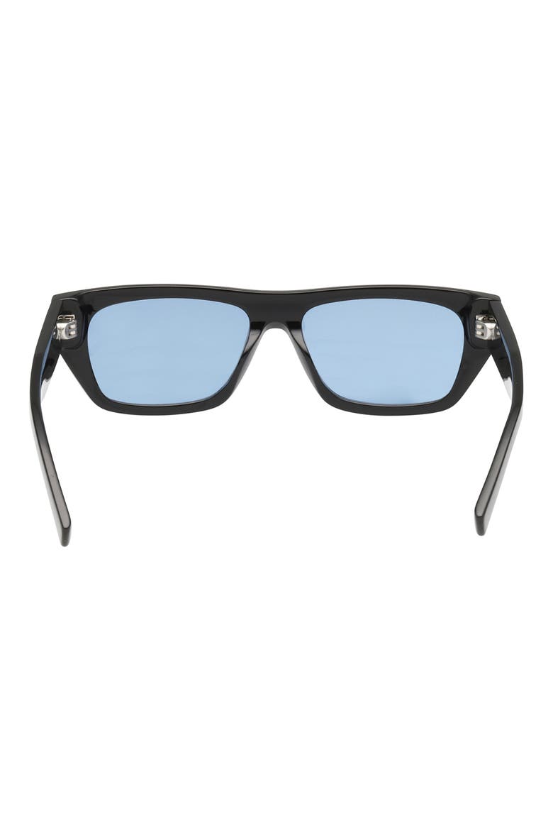 Small 48mm Rectangular Sunglasses, Alternate, color, SHINY BLACK / BLUE