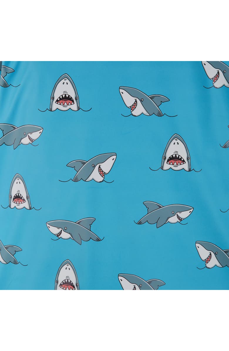 Andy & Evan Shark Print Waterproof Hooded Raincoat, Alternate, color, Blue