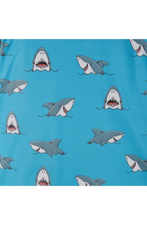 Andy & Evan Shark Print Waterproof Hooded Raincoat In Blue