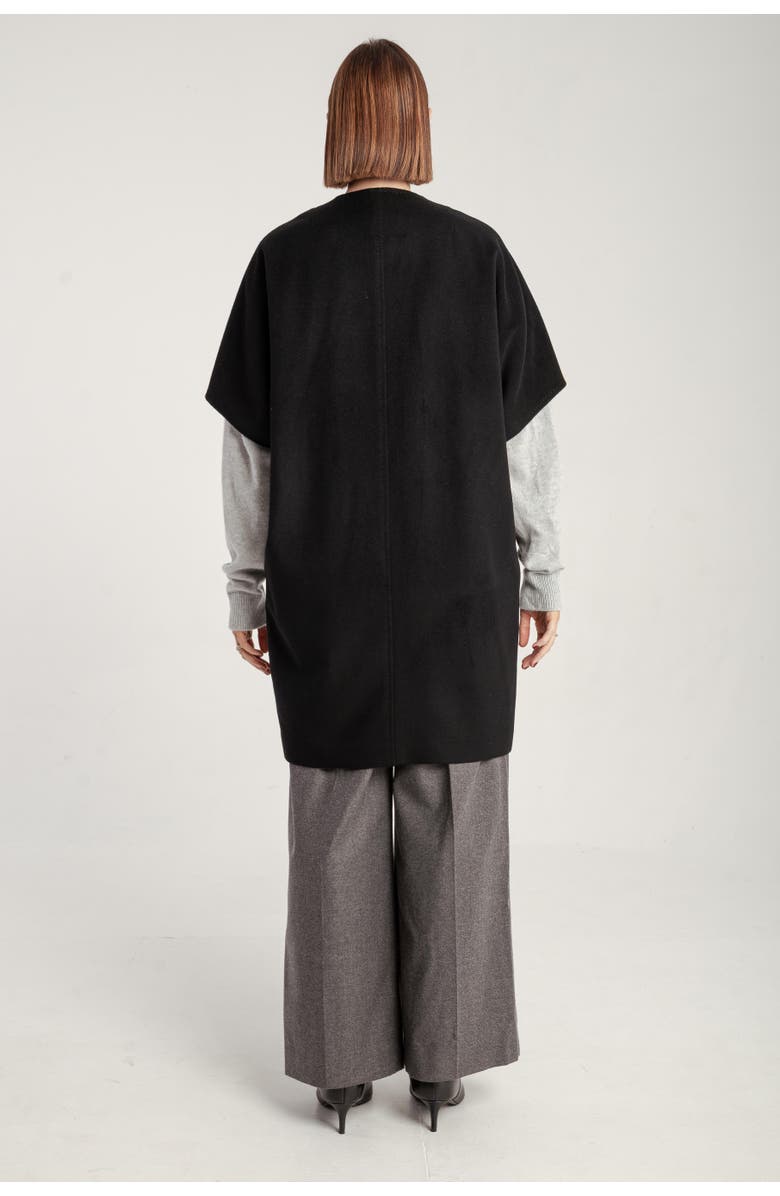 1982 Cashmere Short Sleeve Crew Neck Coat, Alternate, color, Black