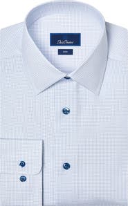 David Donahue Slim Fit Stretch Micro Geo Print Dress Shirt