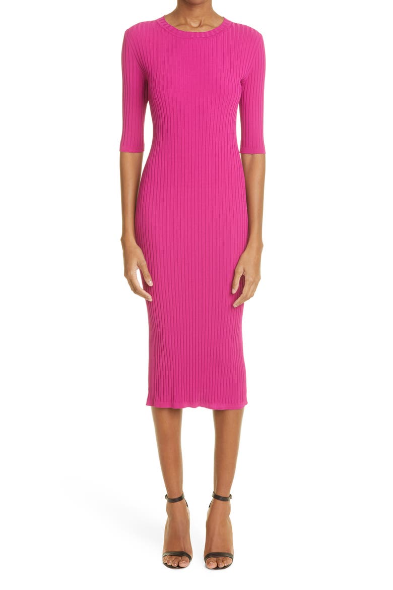 Ribbed Jersey Midi Sweater Dress, Alternate, color, ORCHID