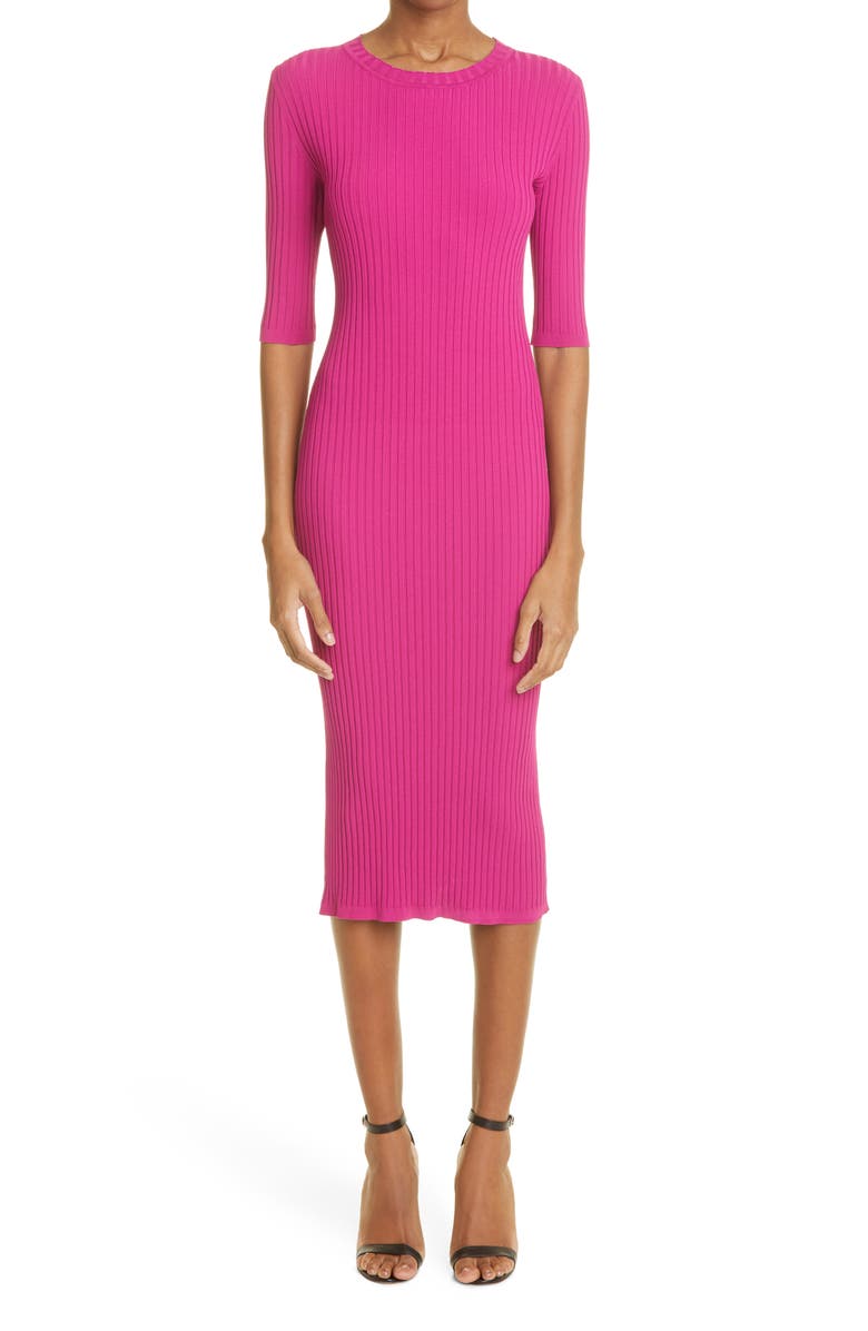 St. John Collection Ribbed Jersey Midi Sweater Dress, Alternate, color, 