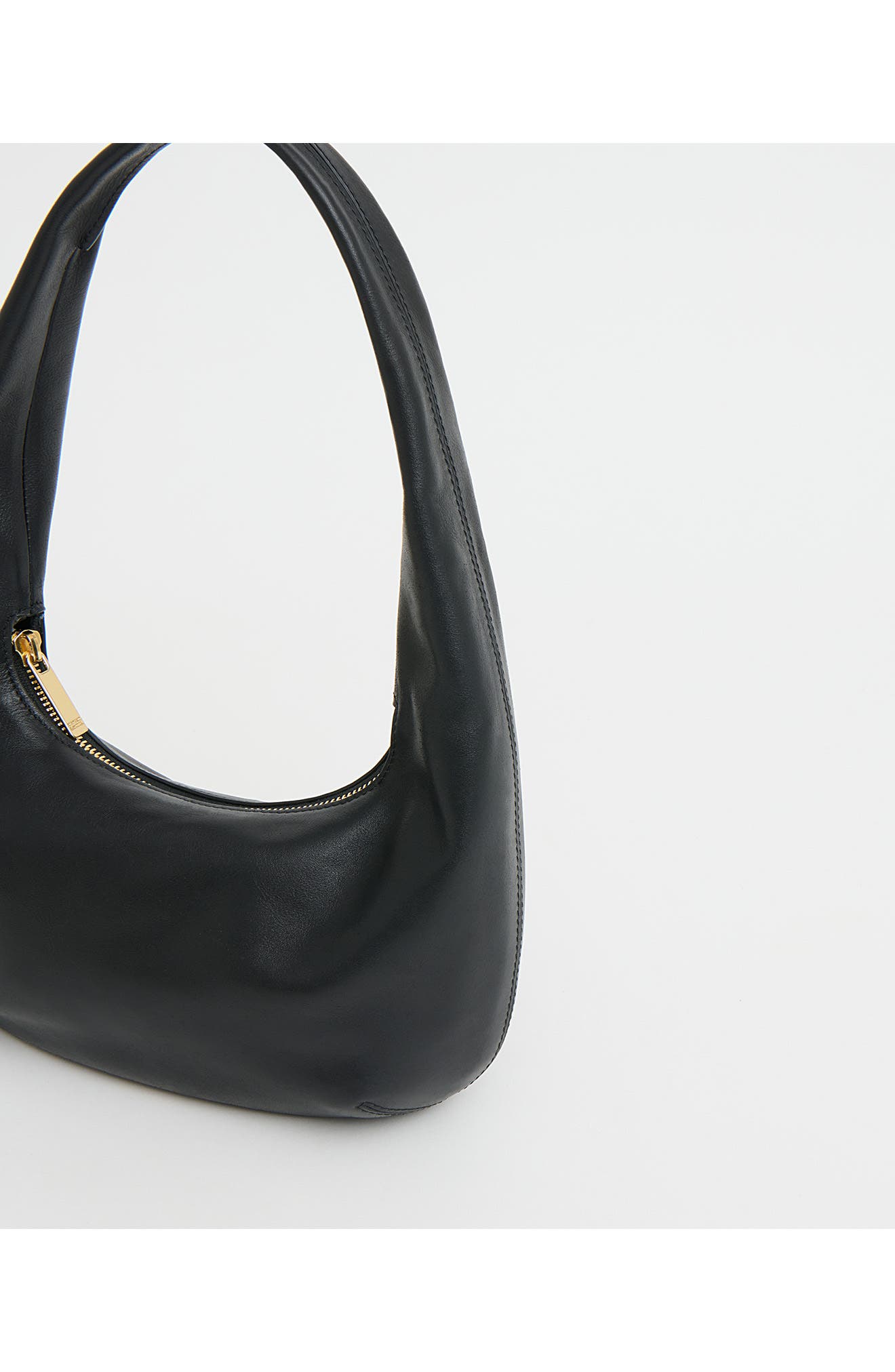Mansur Gavriel Mini Gnocchi Leather Hobo Bag, Alternate, color, Black