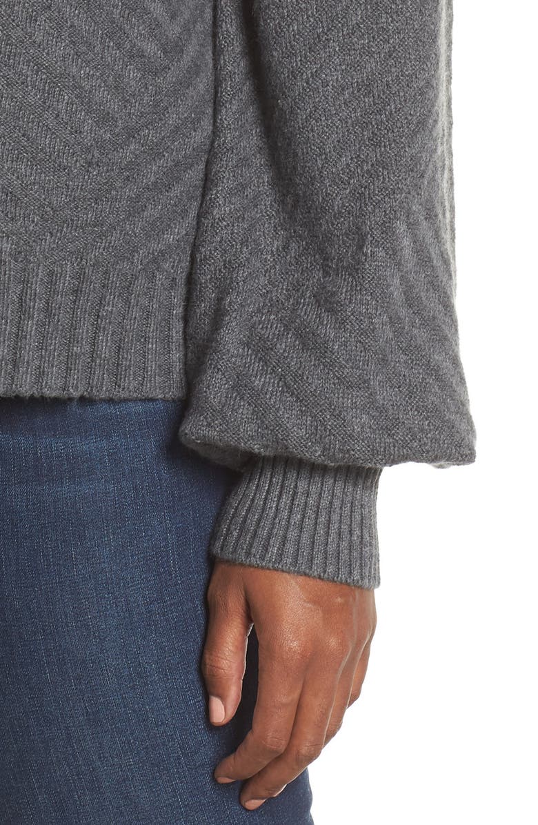 Vince Camuto Mix Cable Balloon Sleeve Cotton Blend Sweater, Alternate, color, 