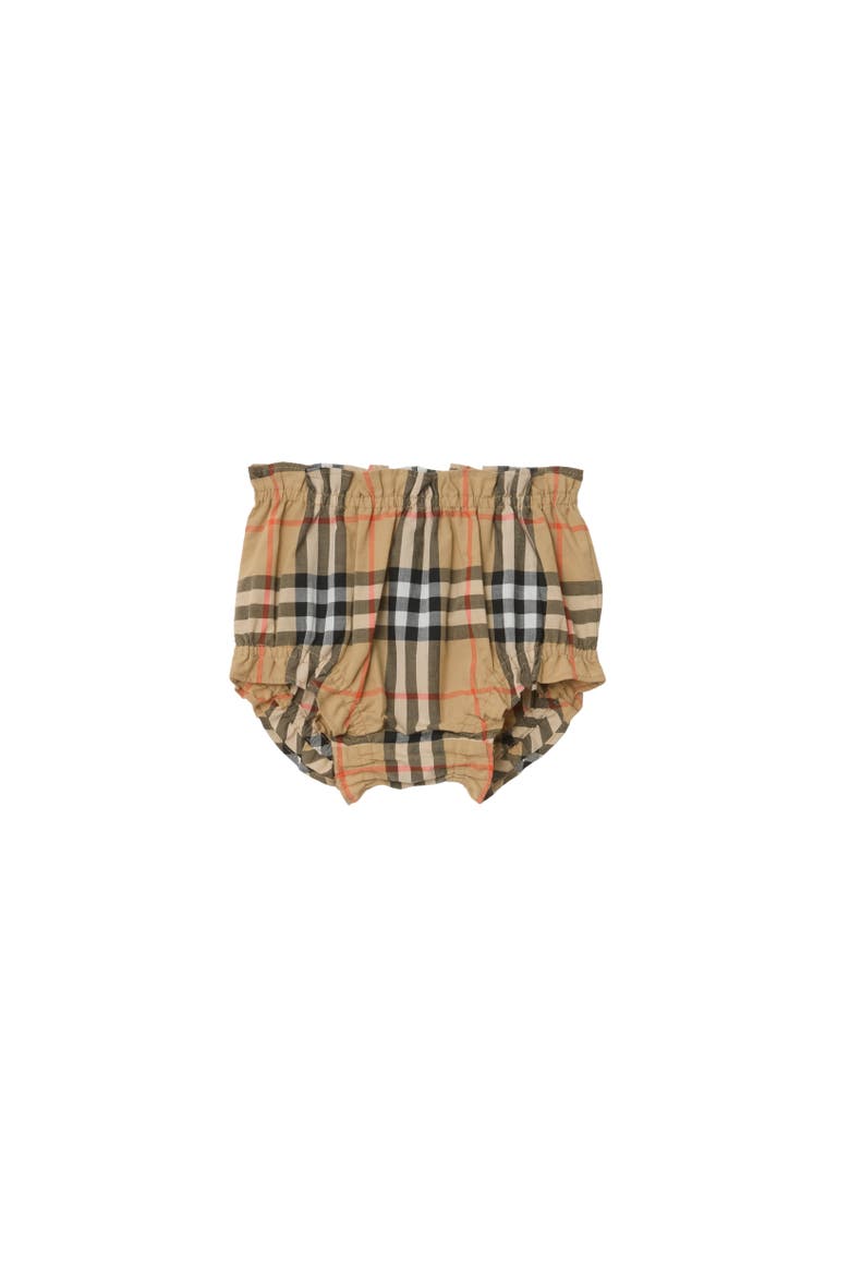 Check Cotton Dress with Bloomers, Alternate, color, Sand beige