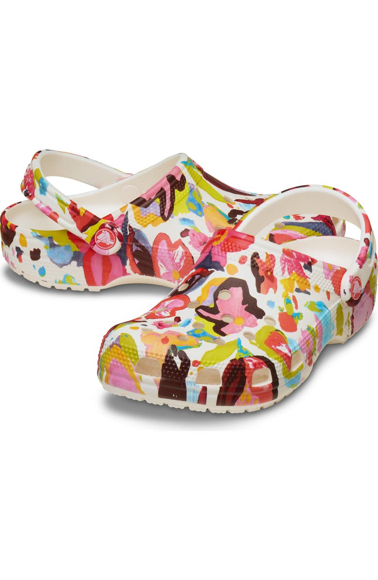 CROCS Classic Painted Floral Clog, Alternate, color, Chalk