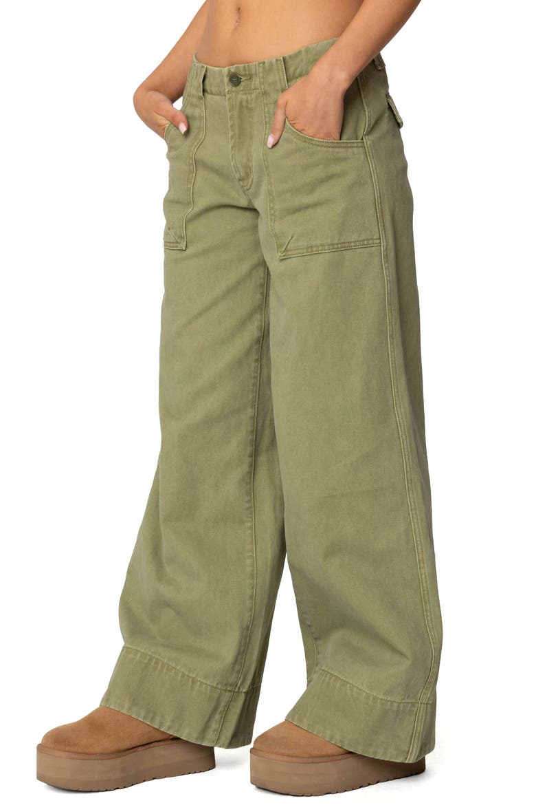 Vivienne Low Rise Baggy Twill Pants, Alternate, color, OLIVE