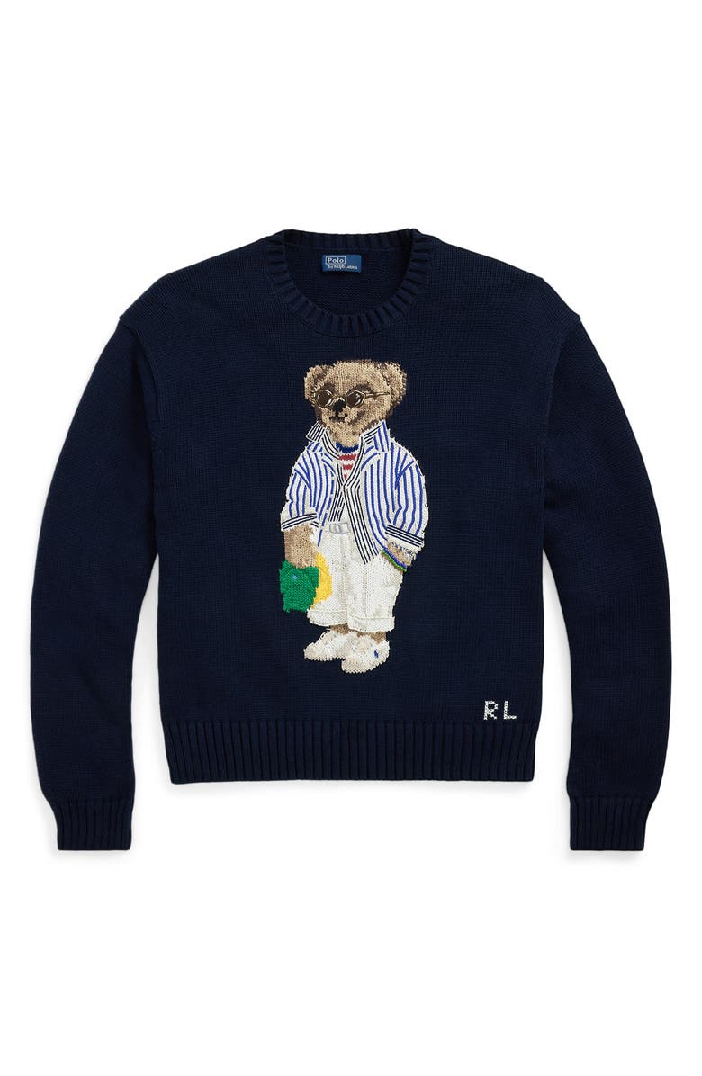 Polo Ralph Lauren Polo Bear Intarsia Cotton Crewneck Sweater, Alternate, color, 
