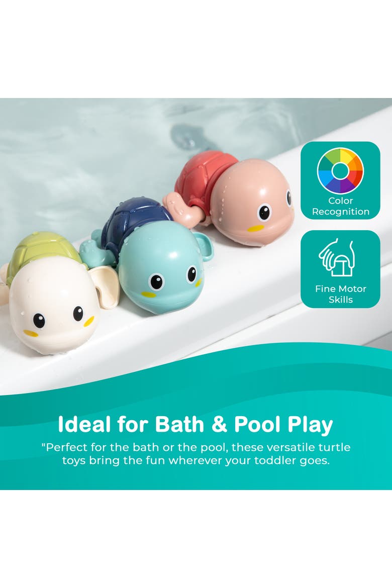 Floating Turtle Wind Up Bath Toy 3-Piece Set, Alternate, color, Multicolor