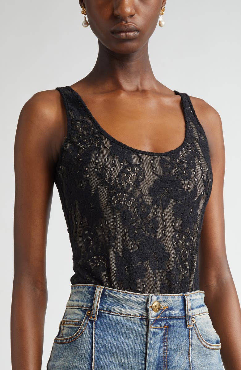 Zimmermann Scoop Neck Lace Bodysuit, Alternate, color, 