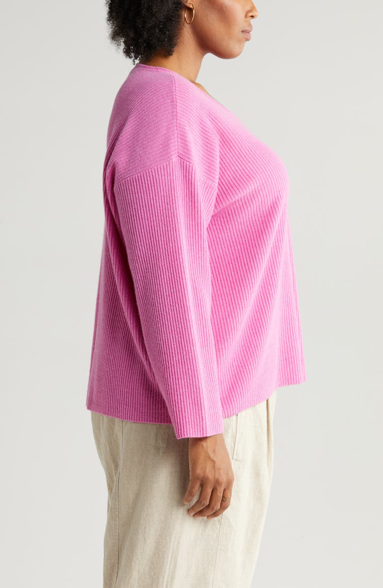 Eileen Fisher Boxy V-Neck Cashmere Sweater, Alternate, color, 