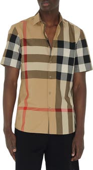Burberry Summerton Archive Short Sleeve Check Cotton Poplin Button-Up Shirt
