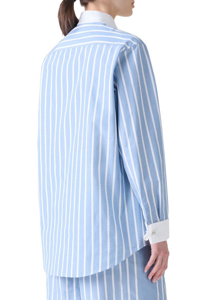 Stripe Plastron Button-Up Shirt, Alternate, color, SKY-CREAM