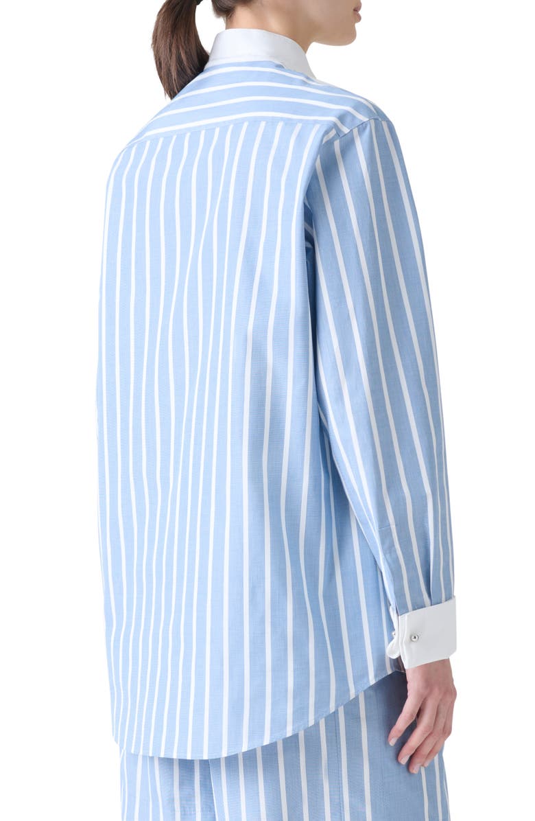 Akris punto Stripe Plastron Button-Up Shirt, Alternate, color, Sky-Cream