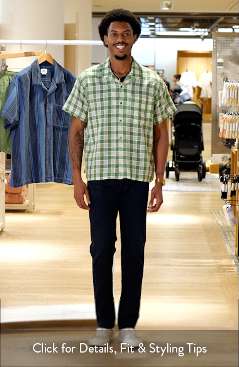 Weldon Check Short Sleeve Cotton Button-Up Shirt, sales video thumbnail