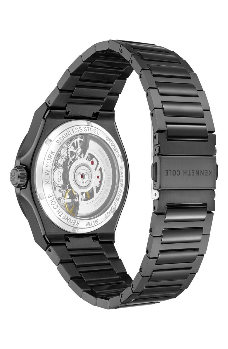 Kenneth Cole New York Automatic Bracelet Watch, 43.5mm, Alternate, color, Black